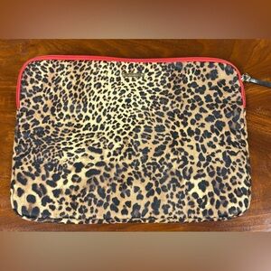 Stella & Dot Leopard Print Computer/Laptop Zippered Case Pouch